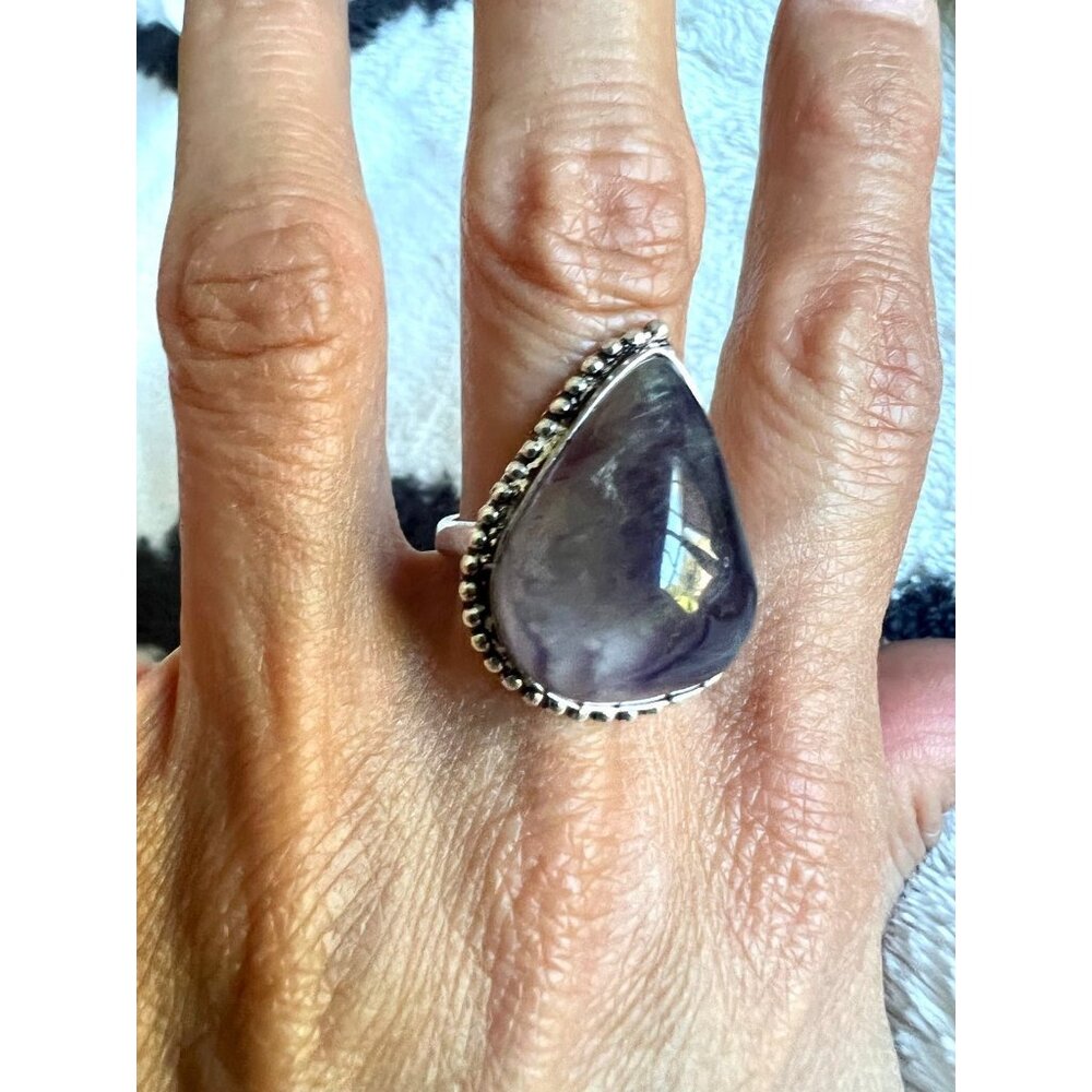 925 Ombré Amethyst Teardrop Ring 8 - Picture 2 of 5